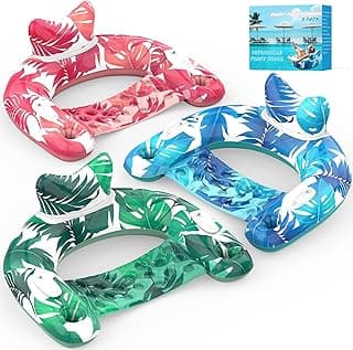 Pool Floats, 3 Pack Inflatable Pool Float Chairs with Cupholders & Handles, Pool Floats Adult & Kids Perfect for Pool Lake & Rivers, Pool Toys Party, Relaxing Inflatable Chair for Swimming Pool image