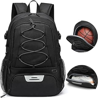 Lyweem Basketball Backpack Soccer Bag Adult with Ball Holder, Laptop & Shoe Compartment, 35L Large Gym Sports Backpack for Men Women Training Equipment Bags for Athletic Football Volleyball, Black image