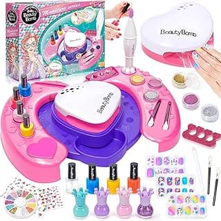 Tacobear Kids Nail Polish Set for Girls Nail Art Kit with Nail Dryer, Storage Desk, Nail Polish, Nail Pen, Fake Nail, Glitter Powder, Separator, Sticker, Spa Toys Birthday Gifts for Girls Age 6 7 8-12 image