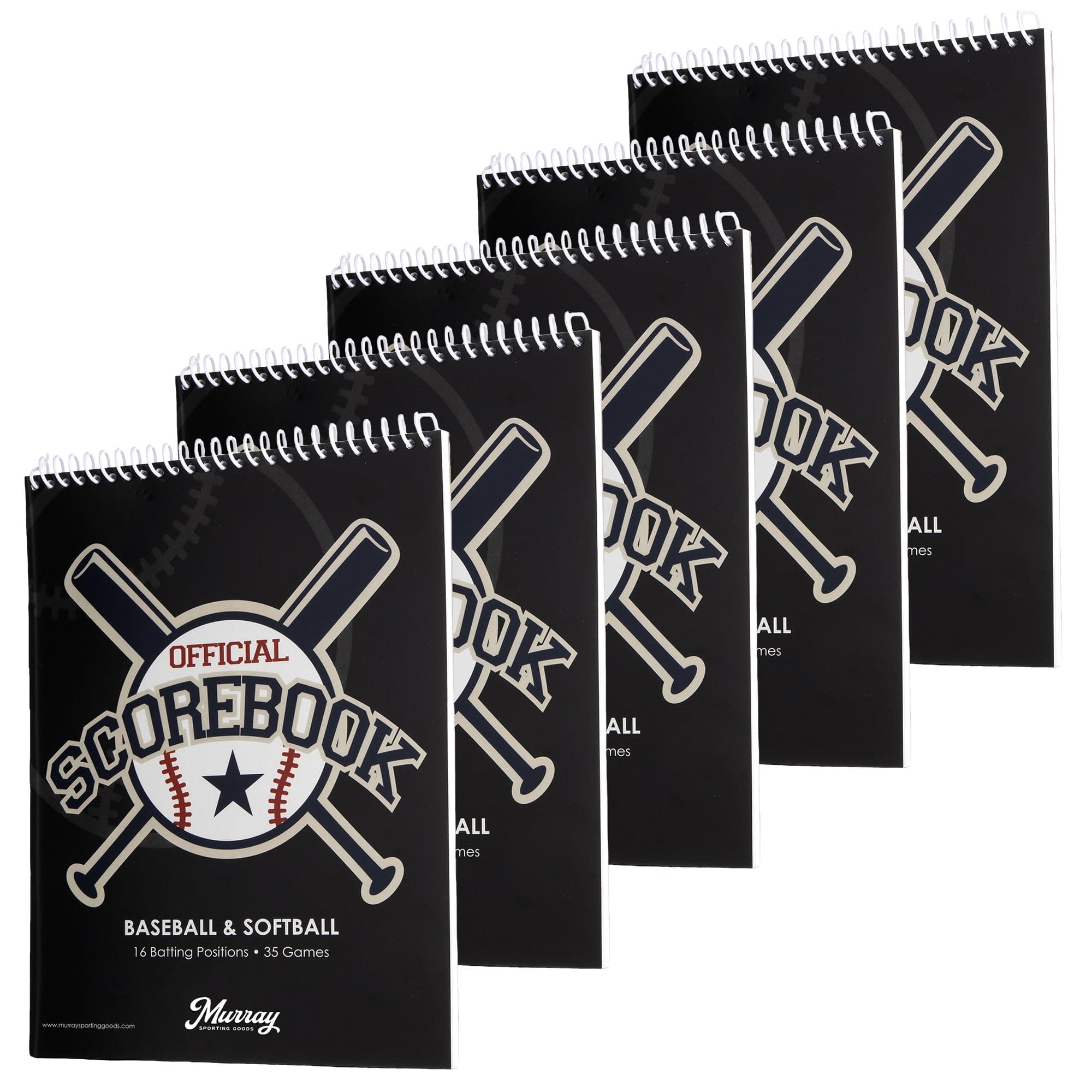 Murray Sporting Goods Baseball & Softball Scorebook - 35 Games Score Book - Score Keeping Book for Stats - Adult, Youth, Little League Baseball Scorebook for Scorekeepers - (5-Pack)