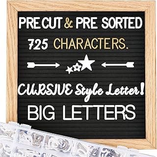 Changeable Felt Letter Board with Letters, Pre Cut & Sorted 725 Letters, First Day of School Board, 10x10 Inch Message Board, Classroom Decor Farmhouse Wall Decor Sign Board image