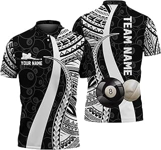 Cool Pool Theme Polo Shirt Custom Paisley Billiard Theme 8 Ball Short Sleeve T-Shirt for Coworkers Billiard Themed Clothing image