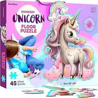 Jumbo Shimmery 45-Piece Unicorn Floor Puzzle for Kids Ages 3-6 Years Old- Large Toddler Puzzles Age 3, 4, 5, 6 Year Olds - Unicorn Easter Toys for Girls - Little Girl Birthday Gift image