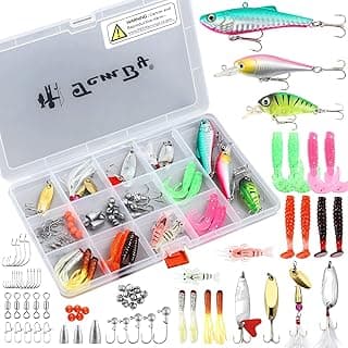 Fishing Lures Bait Tackle Kit Set for Freshwater Trout Bass Fishing, Including Fishing Accessories, Fishing Tackle Box, Crankbait, Spoon, Hooks, Fishing Gear and Equipment for Starter Beginner. image