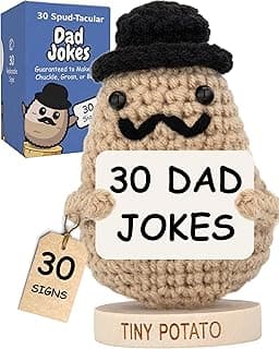 Dad Jokes Positive Potato Crochet Doll with 30 Funny Signs - Fathers Day Gift for Dad, Husband - Gag Gifts for Men, Father, Friend, Coworkers, Funny Husband Birthday Gifts from Wife, Daughter, Son
