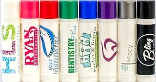 Custom Lip Balm, Personalized Lip Balm - 100 Filled Lip Balm with Custom Label on the Tube. Great for Dental Offices, Providing a thoughtful, gift for patients. Ideal for after-care kits. image