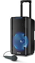 ION Trouper 300, Portable Bluetooth PA Speaker System with Rechargeable Battery, Multi-Channel Mixer, Karaoke Microphone, FM Radio, LED Lights and App image