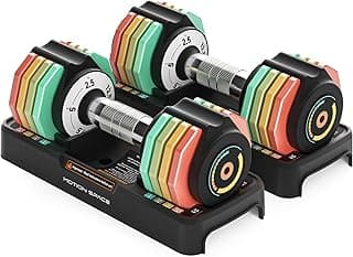 Adjustable Dumbbells Set 12.5LB/22.5LB Pair, 1-Sec Fast Adjustable 5 Weights by Turning Handle, Premium Comfort Non-slip Metal Dumbbells with Tray, Compact Size for Full Body Home Workout image