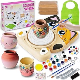 Insnug Pottery Wheel for Kids - Pottery Arts and Crafts for Kids Ages 8-12 with 3 Pack Painting Kit Air Dry Clay Art Supplies for Kids Toys Girls Boy Birthday Gift for 6+