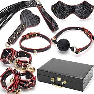 7 Piece Restraint Set - Sex Bondage BDSM Kit mit Box, Couple Adjustable Sex Toys for Men Women, Handcuffs, Ball Gags-Black image