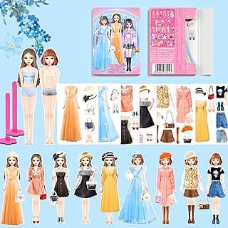Magnetic Dress Up Dolls, Magnetic Doll Dress Up Kits Magnetic Paper Dolls Pretend Play Set for Girls Ages 4 Years and Up Kids Travel Activities Road Trip Car Ride Interactive Learning Imagine Gift image