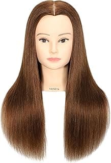 100% Human Hair Mannequin Head Hair Styling Training Head Cosmetology Manikin Head Doll Head for Hairdresser with Free Stand