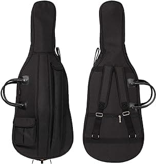 CB-5001 Cello Soft Case Travel Gig Bag 4/4 (Full Size) With Multiple Pockets and Adjustable Backpack Straps | 12mm Thick Padding | Waterproof | Non-Abrasive Lining - MIVI Music