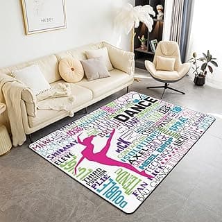 Dancer Decorative Carpet Rug Indoor Floor Mat Ballet Dance Pillow Cases Cushion Covers Graceful Dancer Area Rug 3'x5' for Girls Children Ballerina Bedroom Decor image