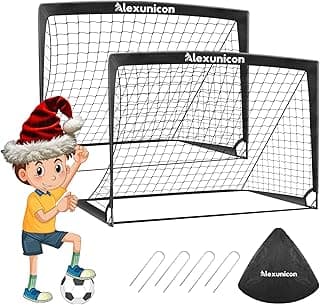 2 Pack 4' x 3' Soccer Goals, Portable Teen Soccer Goals for Backyard, Pop Up Soccer Goal Training Equipment with Carry Bag, Folding Soccer Goals for Youth Outdoor Sports Games image