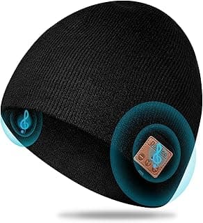 Bluetooth Beanie for Men Beanies Hats Unique Mens Gifts Ideas Stocking Stuffers Adults Christmas Birthday Music Bluetooth Hat Personalized Gifts for Men Women Teens Black image