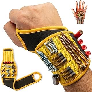 BINYATOOLS Magnetic Wristband with Super Strong Magnets Holds Screws, Nails, Drill Bit. Unique Wrist Support Design Cool Handy Gadget Gifts for Fathers, Boyfriends, Handyman, Electrician image