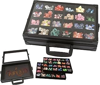 Forged Dice Co. Dice Display Case and Rolling Tray with 2 Removable Divided Dice Trays - Storage Box Holds up to 480 Metal or Plastic Polyhedral Dice Sets - Great for Dice Collectors or RPG D&D Games image