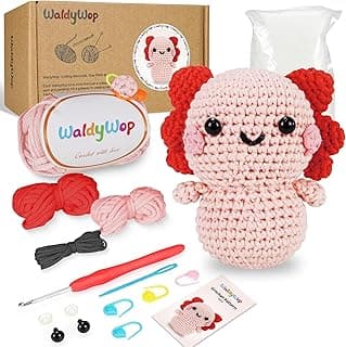 WaldyWop Crochet Kit for Beginners - Complete Crochet Starter Kit for Adult Kids, Learn to Crochet w/Step-by-Step Video, Easy Crochet Yarns, Hook, Accessories, Cute Animal Kit - Perfect DIY Gifts image