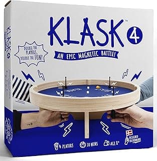 KLASK 4: The 4 Player Magnetic Party Game of Skill - for Kids and Adults of All Ages That’s Half Foosball, Half Air Hockey