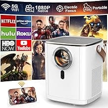 [Electric Focus] Native 1080P 5G WiFi Bluetooth Projector, Bolumin Portable Outdoor Movie Projector, 12000 LM Full HD Video Projector for Home Theater, Compatible with iOS/Android/TV Stick/HDMI/USB image