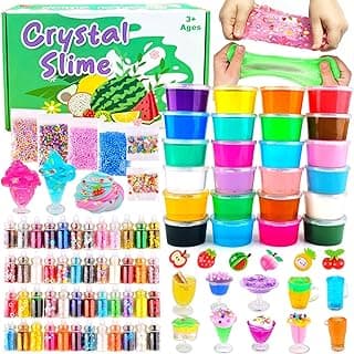 Peceluv DIY Slime Making Kit for Kids and Girls Boys, Slime Set with Include 18 Clear Slime, 6 Butter Slime, 48 Bottle Glitter Jar etc, Slime Kit for Girls Boys Ages 8-12, Birthday Party Favors image