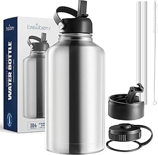 Stainless Steel Insulated Water Bottle and Travel Mug for Hot and Cold Beverages, Wide Mouth, Double Wall Insulated Hydration Sports Water Bottle for Hiking, Biking, Outdoor, 64 OZ BPA Free image