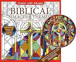 Biblical Images & Themes Adult Coloring Book With Bonus Relaxation Music CD Included: Color With Music (Color Your Way to Calm) image