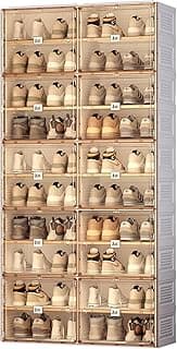 Portable Shoe Rack Organizer for Closet Entryway, Stackable Sneaker Storage Shoe Cabinet with Magnetic Clear Door, Large Plastic Storage containers Bins with Lids 10 Tiers 40 Pairs image