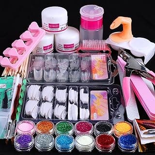 Nail Kit Set Professional Acrylic with Everything, 12 Glitter Acrylic Powder Kit Nail Art Tips Nail Art Decoration, DIY Nail Art Tool Nail Supplies Acrylic Nail Kit for Beginners (Professional) image