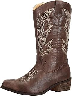 SheSole Women's Wide Calf Western Cowgirl Cowboy Boots image