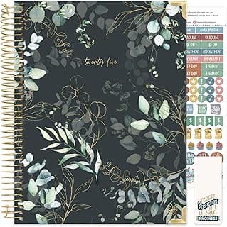 bloom daily planners HARDCOVER 2025 (8.5" x 11") Calendar Year Day Planner (January 2025 - December 2025) - Passion/Goal Organizer - Monthly & Weekly Inspirational Agenda Book - Eucalyptus, Green image