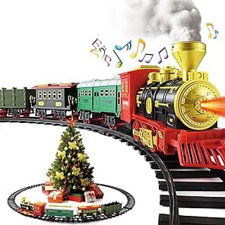 Doloowee Christmas Train Toy with Lights and Sounds, Train Carriages and Tracks for Toddlers 3-5, Birthday Party Favors and Christmas Stocking Stuffers