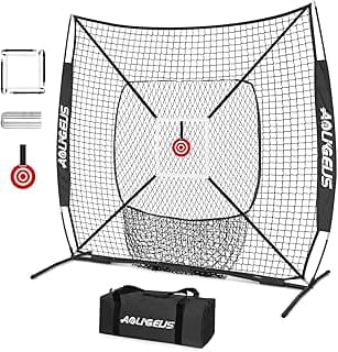 6'X6' Baseball Softball Practice Net,Pitching Net,Batting Net,with Bonus Strike Zone,Target and Bow Frame,for Hitting,Pitching,Catching image