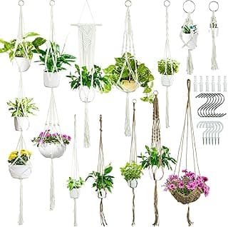 24 Pcs Macrame Plant Hanger Boho Hanging Planters for Indoor Plants Handmade Macrame Plant Holder for Home Garden Décor image