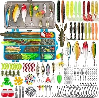 THKFISH Fishing Lures Kit, Bass Fishing Gear Kit for Freshwater Tackle Box with Tackle Included Topwater Baits, Swimbaits, Frog, Fsihing Bait Accessories Gift for Men