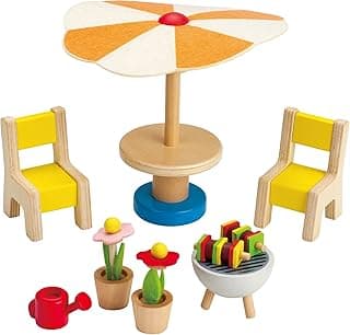 Wooden Doll House Furniture Patio Set with Accessories image