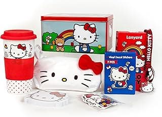 Hello Kitty Gift Set - Ceramic Mug, Tin Box, Plush Pencil Pouch, Vinyl Decals, Notepad, Lanyard image