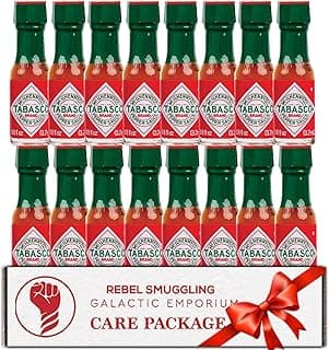 Mini Hot Sauce Bottles 16 Pack Care Package Gift Basket by Rebel Smuggling Galactic Emporium.