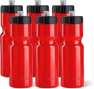 50 Strong Sports Water Bottle | Reusable Squeeze Water Bottles | 22 oz. BPA-Free Plastic Bottles with Pull Top Cap | Made in USA | Top Rack Dishwasher Safe | Fits Most Bike Cages image