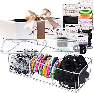 Snazzy Hair Accessories Gift Set - 670 Total Hair Accessories for Women, Girls, Men, Boys, Kids, Teens & Adults - Mini Scrunchies, Hair Ties, Elastics & Ponytail Holders in Storage Container Kit image