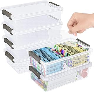 6 Pack Extra Large Pencil Box with Removable Divider, Thickened Pencil Case Bulk, Clear Crayon Marker Organizer Stackable Plastic Small Storage Containers for Pen Craft School Supplies(Grey)