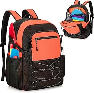 Fasrom Mesh Beach Bag Backpack with Wet Item Pocket, Swim Backpack for Pool, Travel and Gym (Patent Design, Empty Bag Only), Orange