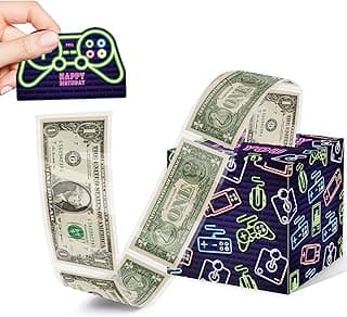 Neon Surprise Money Box Gift Pull for Game Lover- Happy Birthday Money Box for Cash Gift Set Included Happy Birthday Card and 35Pcs Transparent Bags, Fun Birthday Gift for Kids Boys Girls image
