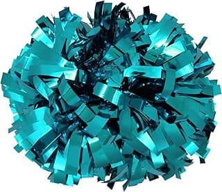 Metallic Cheerleader Cheerleading Pom Poms 6 inch 1 Pair 2 Pieces (Teal) image