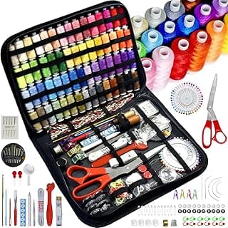 Sewing Kit with Case Portable Sewing Supplies for Home Traveler, Adults, Beginner, Emergency, Contains 60 sewing Thread, Scissors, Needles, Measure etc image