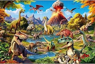 Puzzles for Kids Ages 5-8 6-8 Year Old 100 Piece Puzzles for Kids Dinosaur World Puzzle Kids Puzzles Ages 8-10 100 Piece Puzzle for Adults Learning Educational Puzzles for Boys Girls(15 "X 10")