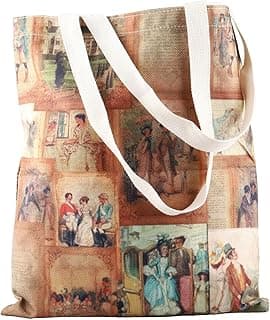 WCGXKO Vintage Jane Austen Bookish Gift Tote Bag Book Bag for Classic Novel Lover image