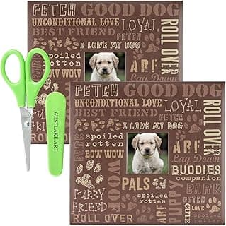 MCS Scrapbook Album, 13.5x12.5 Inch | Bundled With Paper Scissors - Dog Scrapbook With Photo Opening, 10 Pages, Acid-Free, Compatible, Ideal For Pet Lovers, Memory Keeping [Pack Of 2] image