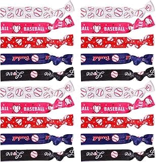 25 Pcs Balls Hair Ties,Baseball Hair Ties,Soccer Hair Accessories,Basketball Ribbon,Knotted Volleyball Headband, Bracelets Accessories for Girls,Women,Party,Sports Day (Baseball) image